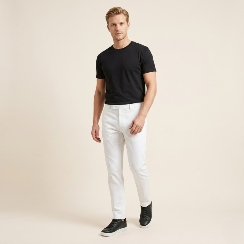 Low-profile leather sneaker for men with round toe and clean sewn upper