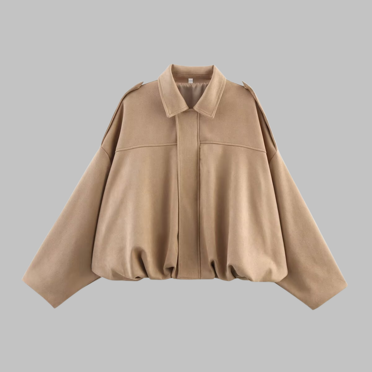 Oversized women's jacket with a cropped length and clean modern design