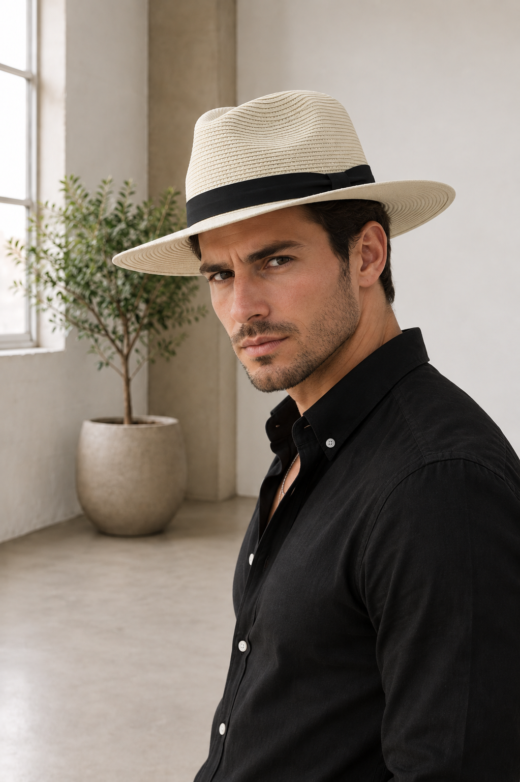 Straw Panama Hat Wide Brim Men