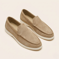 Mocassin à enfiler en tissu effet suédé, bout arrondi, semelle plate, pour homme