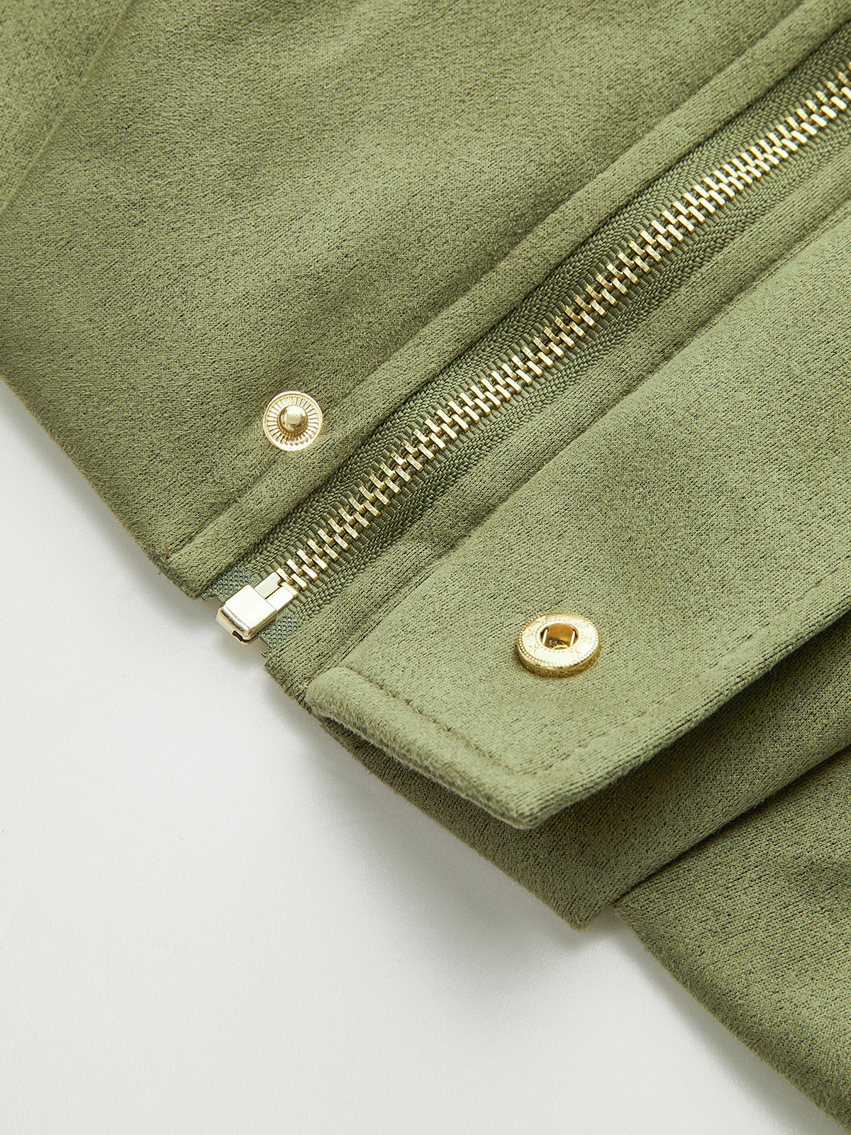 Women's zip-up suede-look jacket with hip-length relaxed fit