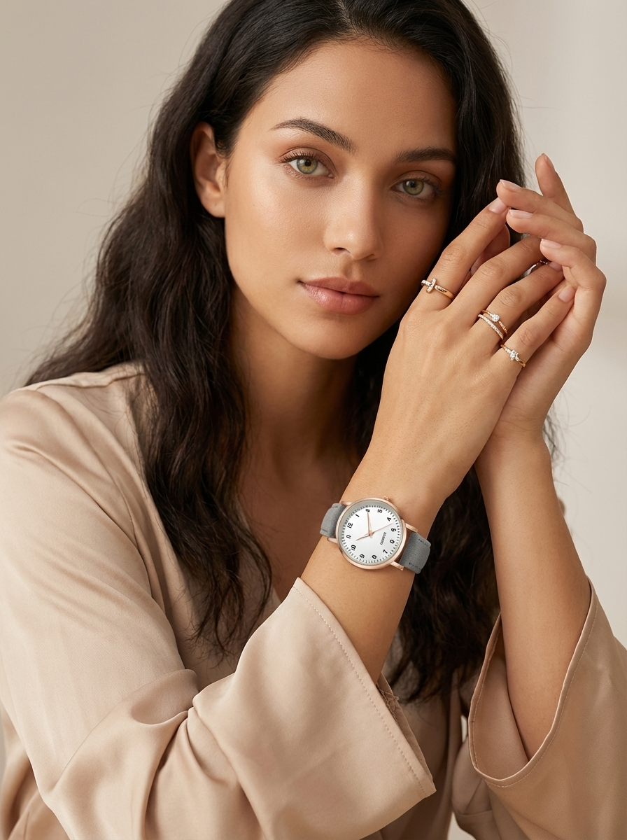 Montre à quartz bracelet cuir fermoir boucle ardillon femme