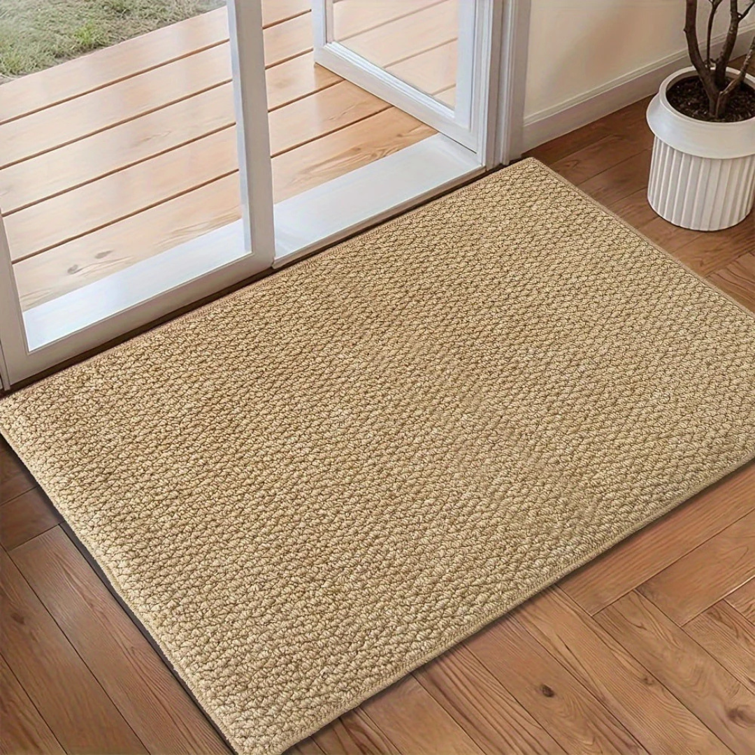 Tapis de sol tissé à texture structurée, coupe rectangulaire plate