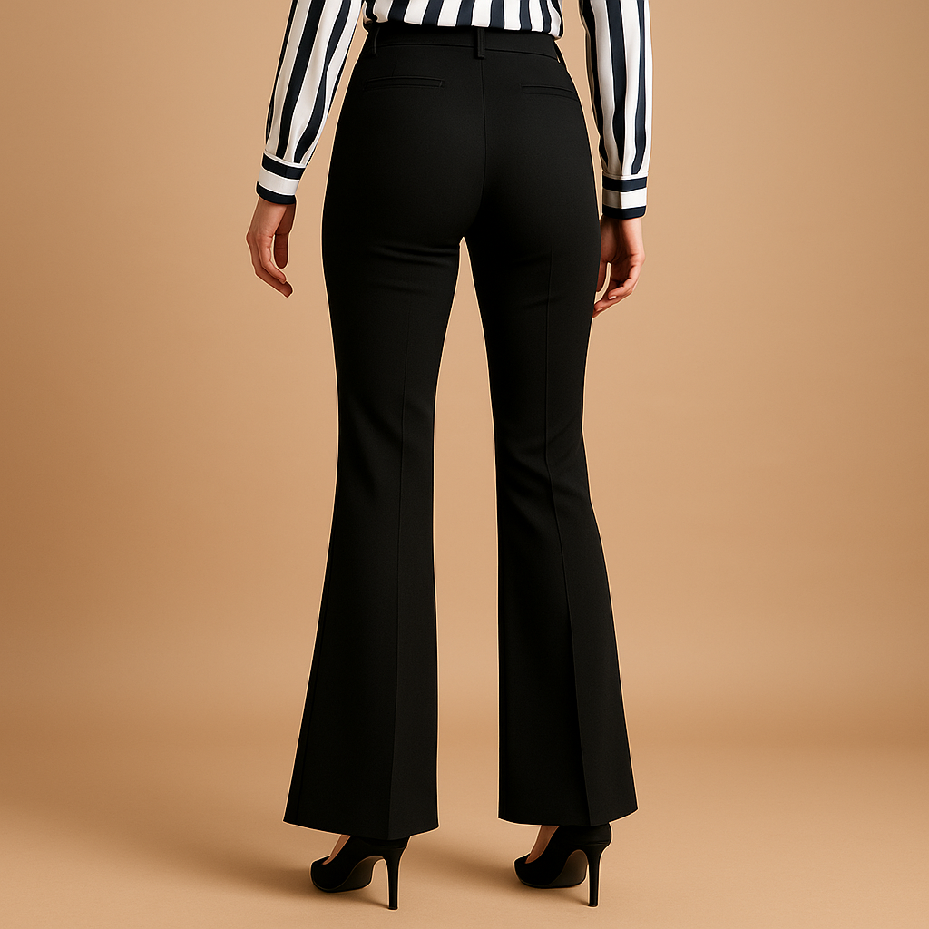 Look moderne avec pantalon évasé bordeaux