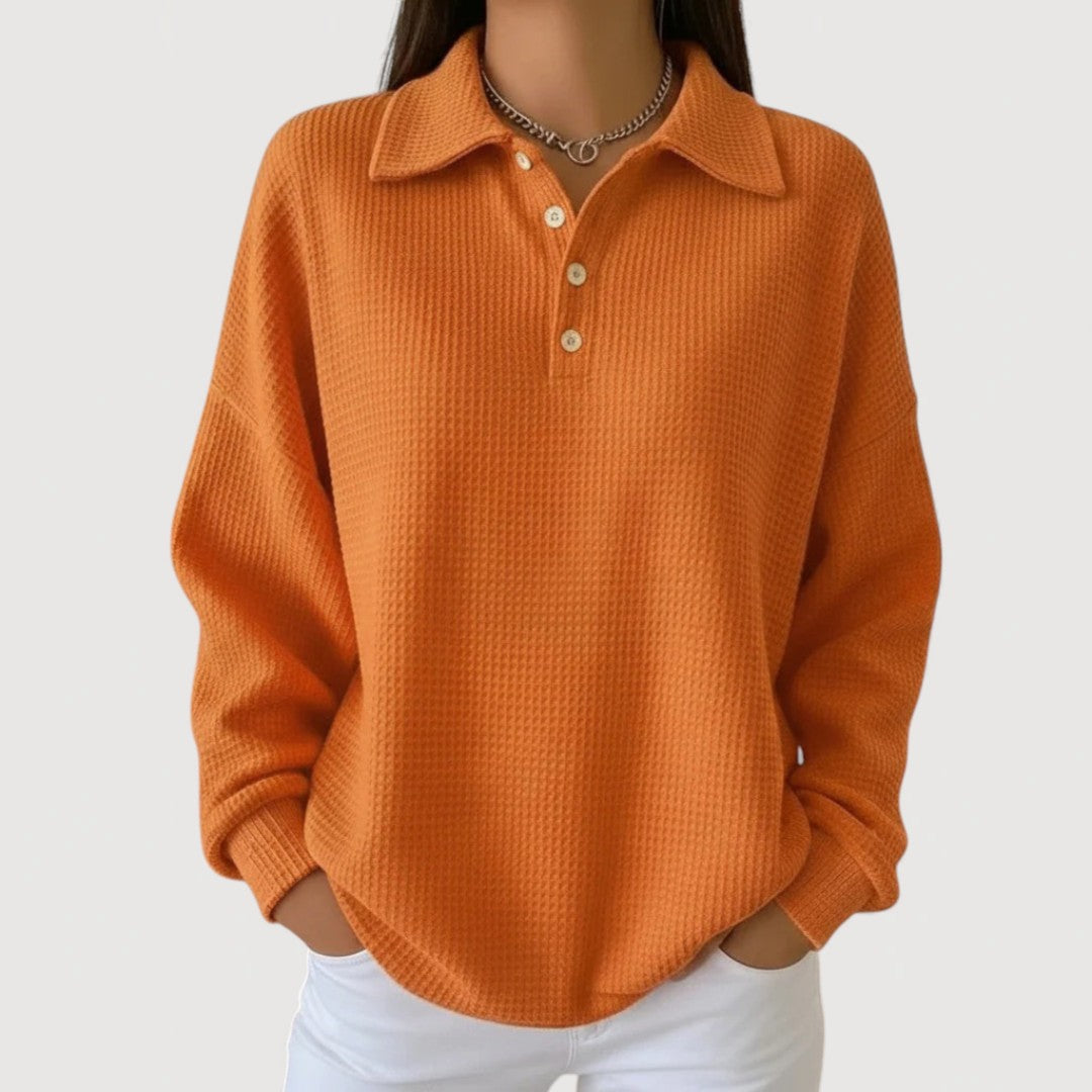 Pull en maille gaufrée avec coupe ample et poignets côtelés