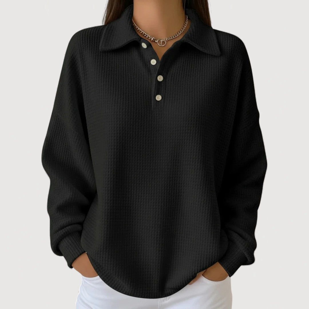 Pull en maille structurée avec base droite et manches longues
