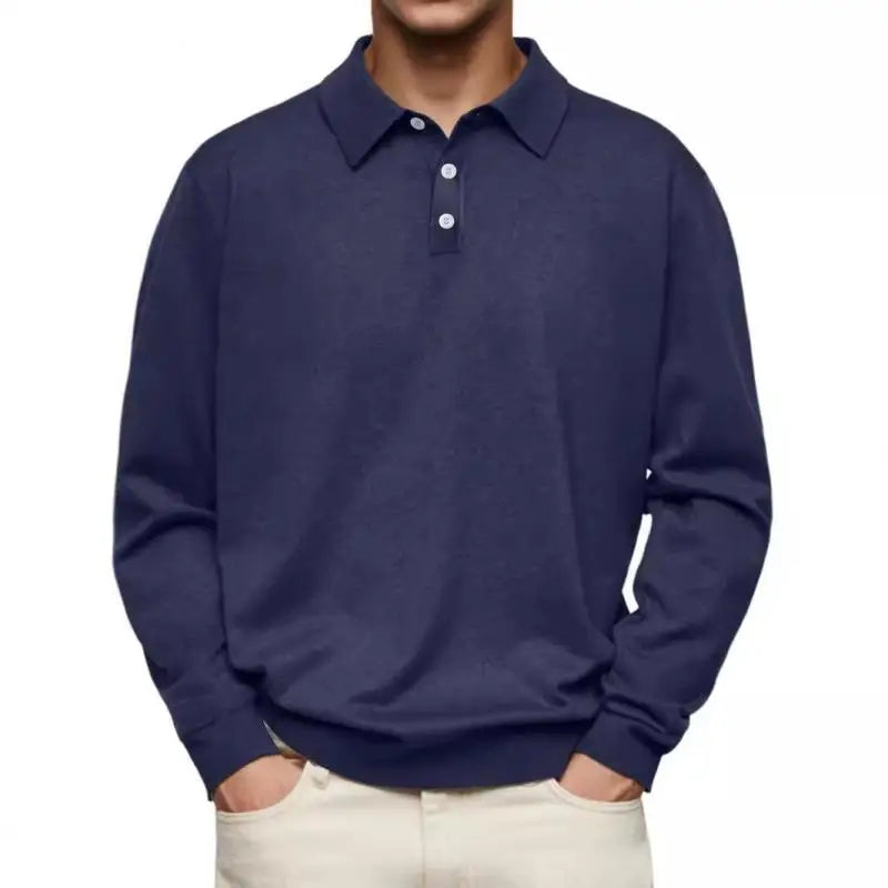 Haut en maille à col polo, manches longues, coupe régulière, homme