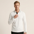 Polo tricot manches longues col boutonné finitions contrastées coupe droite homme