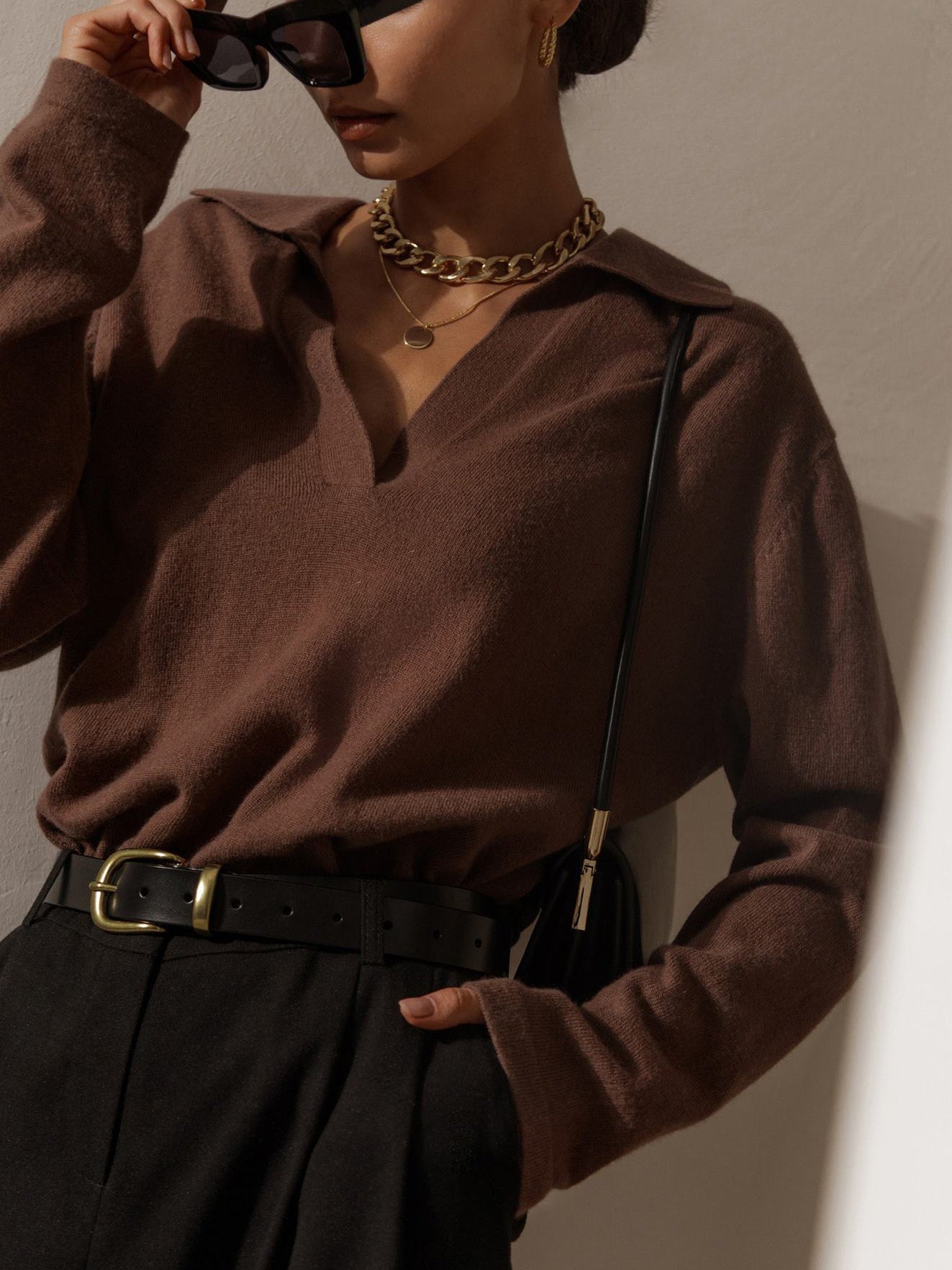 Pull à col avec coupe ample et manches longues