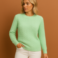 Pull en maille torsadée à col rond, coupe droite, pour femme