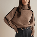 Pull oversize femme col roulé marron élégant