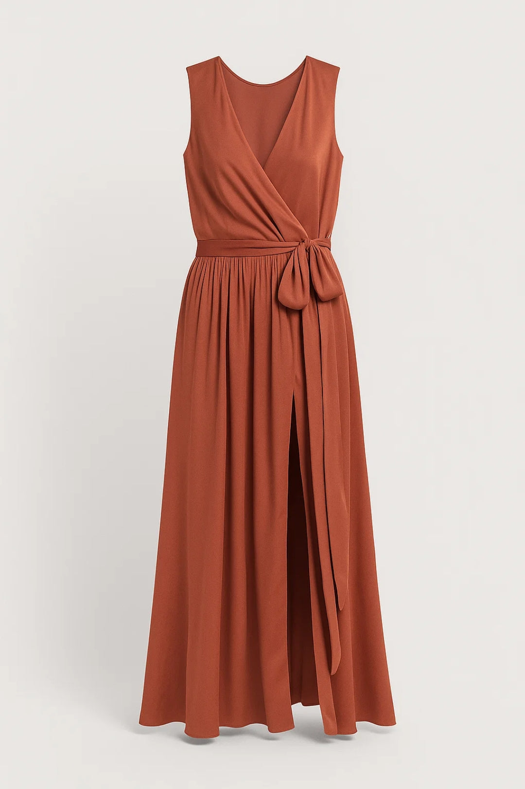 Robe longue avec jupe ample et fente frontale