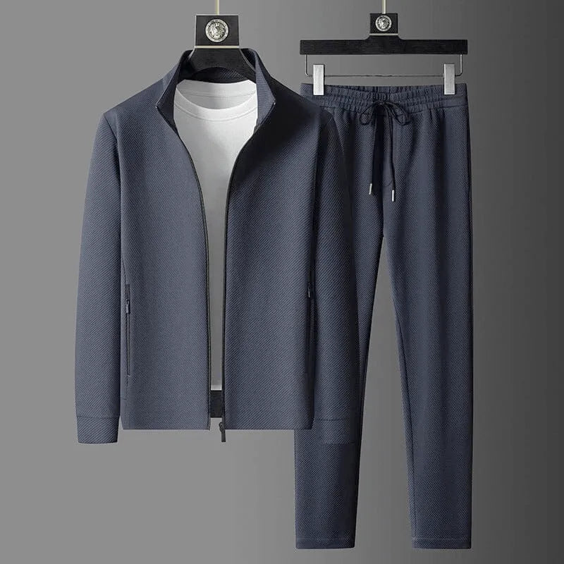 Men's training set with zip jacket and joggers – full front view of complete two-piece set