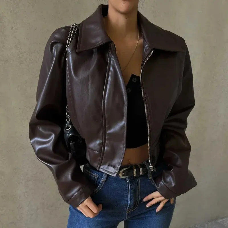 Blouson femme effet cuir coupe moderne