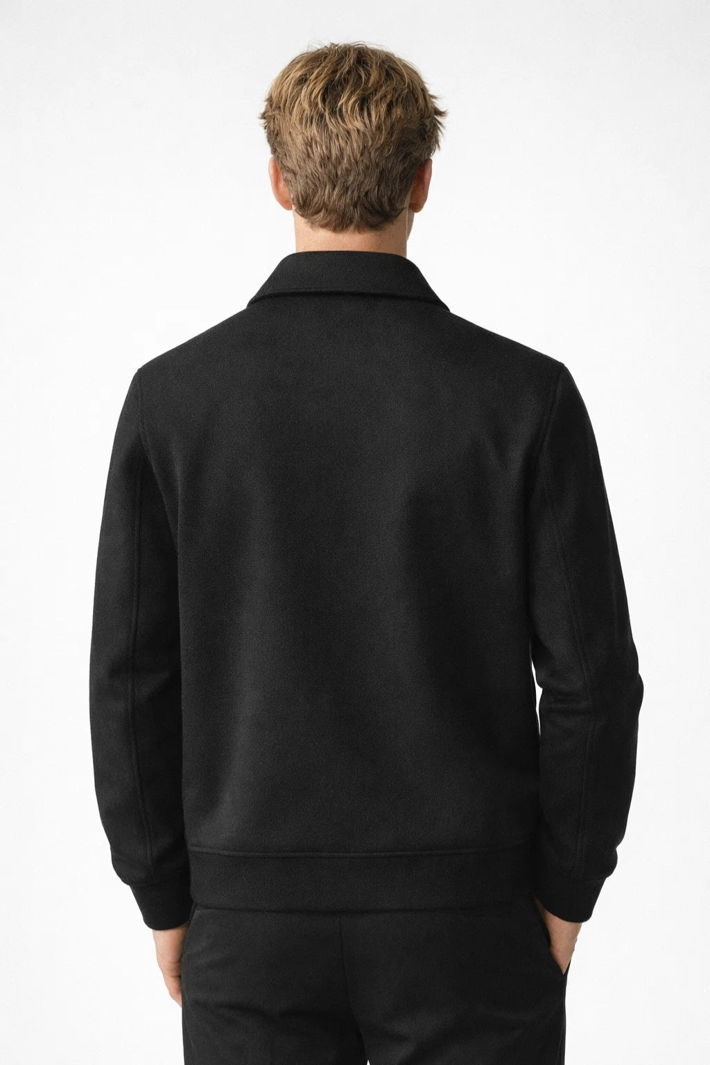 Veste homme zippée à coupe ajustée, col droit structuré
