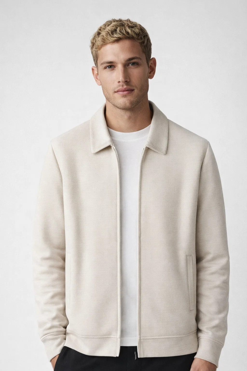 Veste zippée mi-saison, coupe épurée pour homme