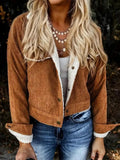 Veste femme en velours côtelé marron doublée
