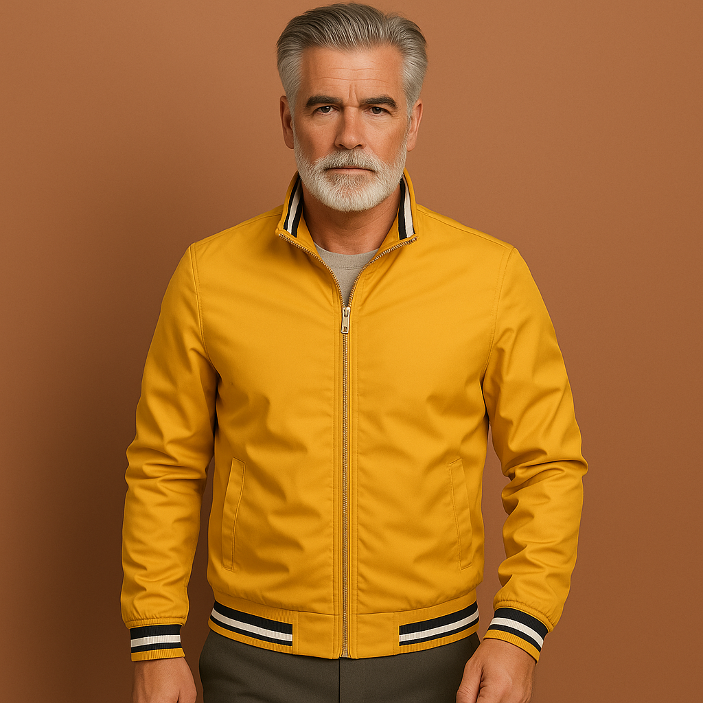 Veste bomber légère à col montant, fermeture zippée intégrale et finitions côtelées pour homme