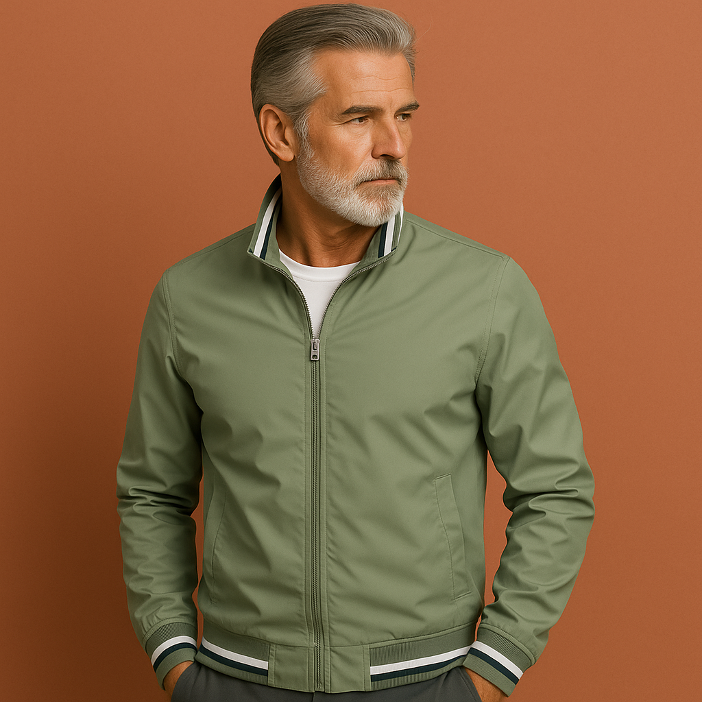 Veste bomber homme à coupe droite avec bords élastiqués contrastés et poches latérales