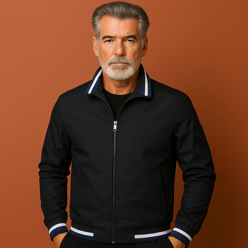 Veste légère de mi-saison à col sport, zippée, avec poignets et ourlet côtelés pour homme