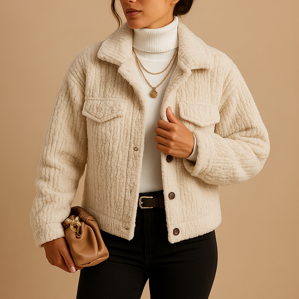 Veste femme chaude avec col et poches