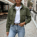 Veste utilitaire femme verte style casual