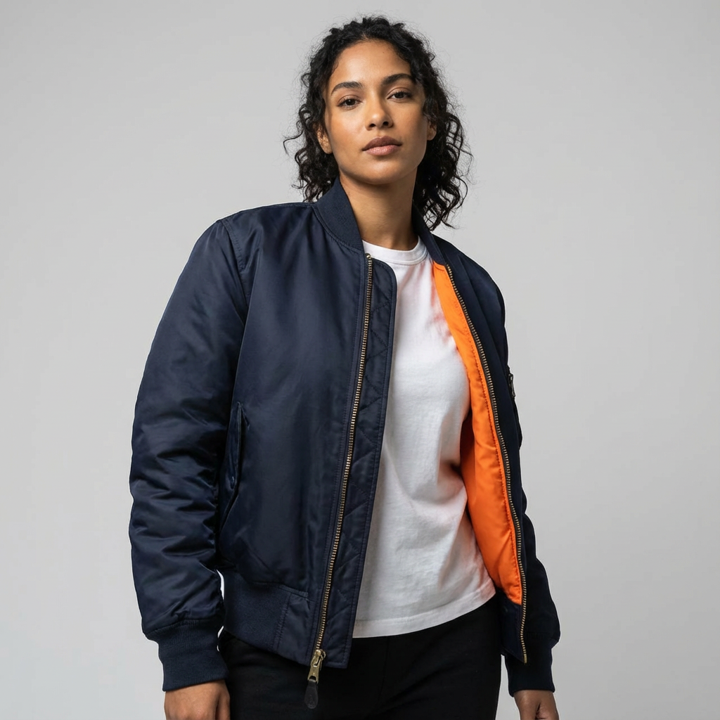 Veste courte femme en tissu tissé avec détails utilitaires et col côtelé