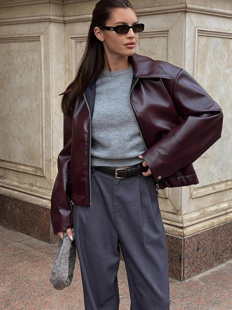 Veste avec fermeture éclair et coupe ajustée à la base
