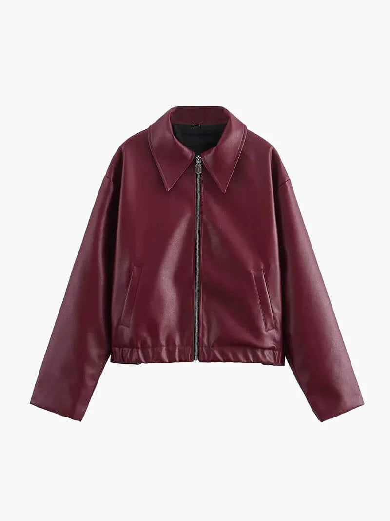 Veste courte avec finition lisse et fermeture frontale