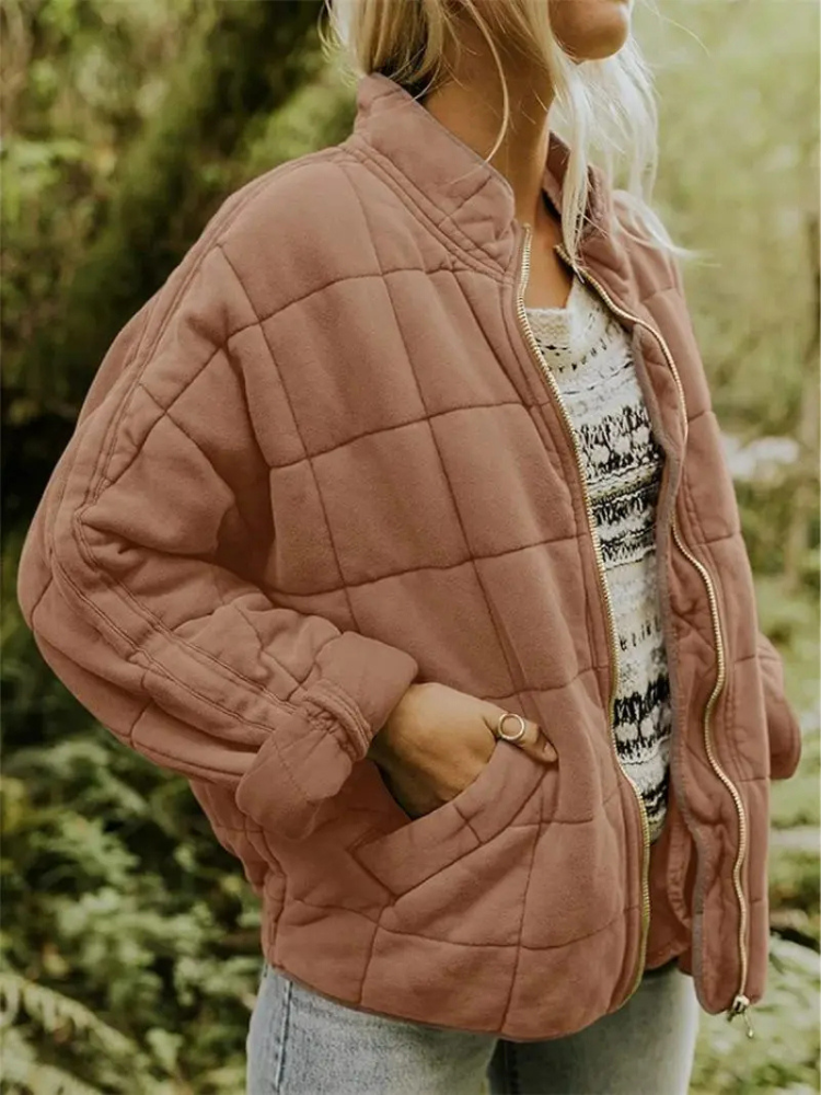 Veste matelassée zippée col montant poignets élastiqués pour femme