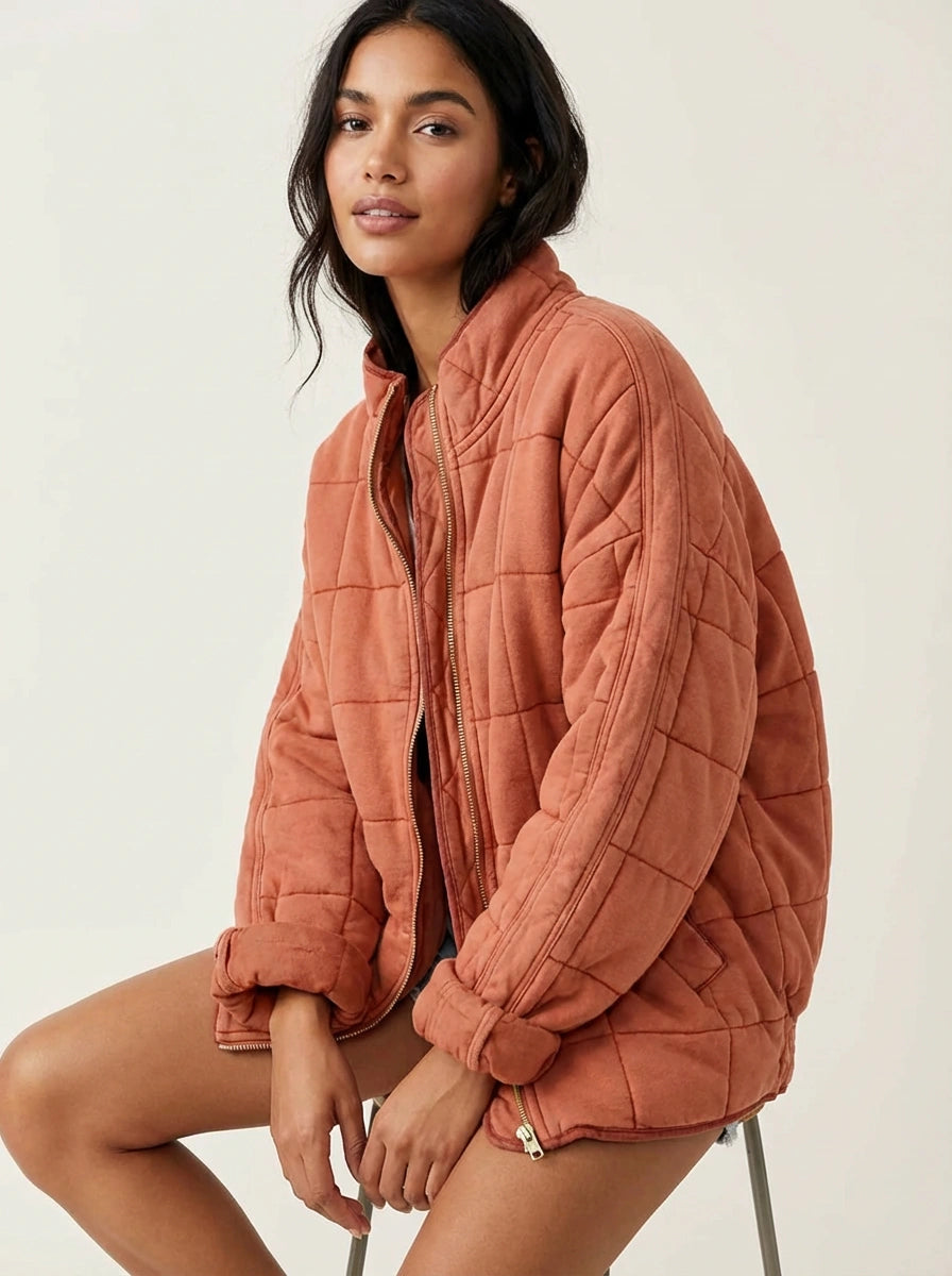 Veste rembourrée zippée col montant manches longues pour femme