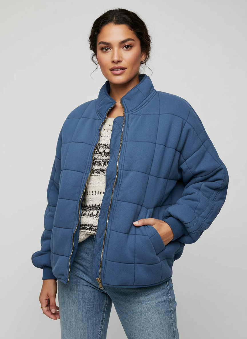 Veste matelassée zippée col montant poches latérales pour femme