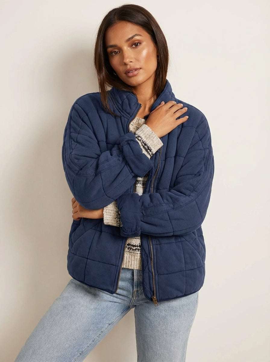 Veste rembourrée col montant manches longues coupe ample femme